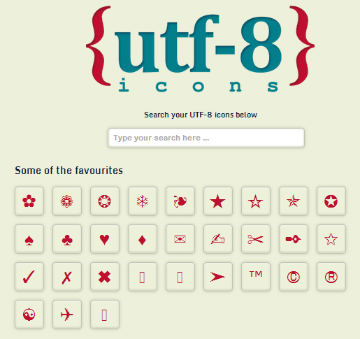 Главная страница utf8icons.com