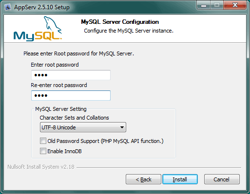Настройки MySQL